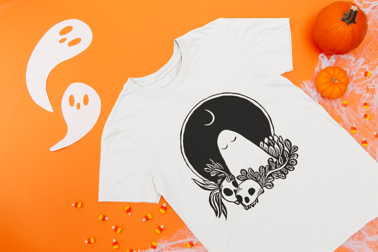 Cute Ghost Moon And Skulls Tee - Unisex Shirt