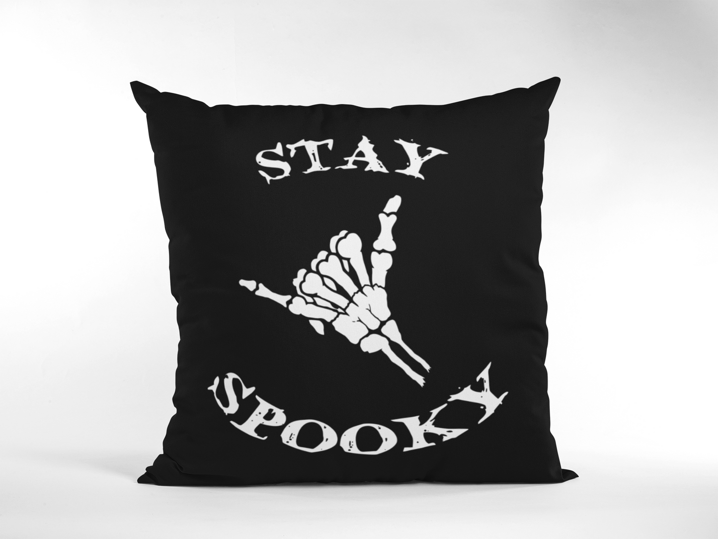 Stay Spooky Skeleton Hand - Black Pillow Cover