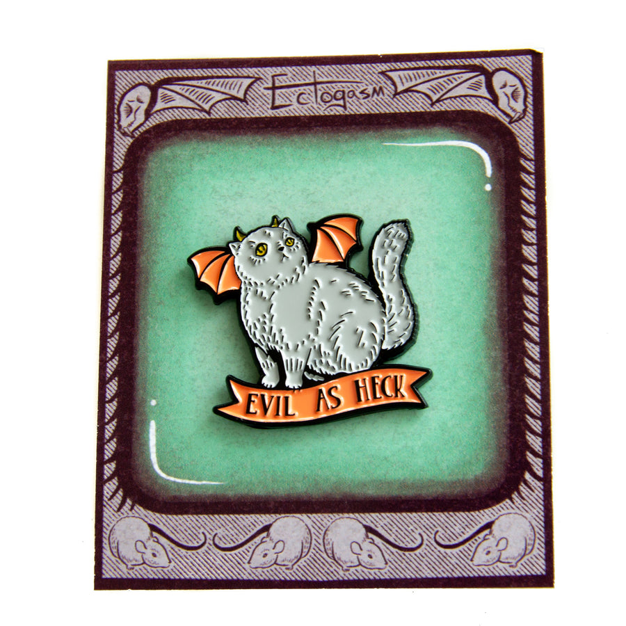"Evil As Heck" Devil Cat With Wings Enamel Pin