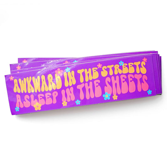 "Awkward In The Streets Asleep In The Sheets" Vinyl Sticker (Krystan Saint Cat)
