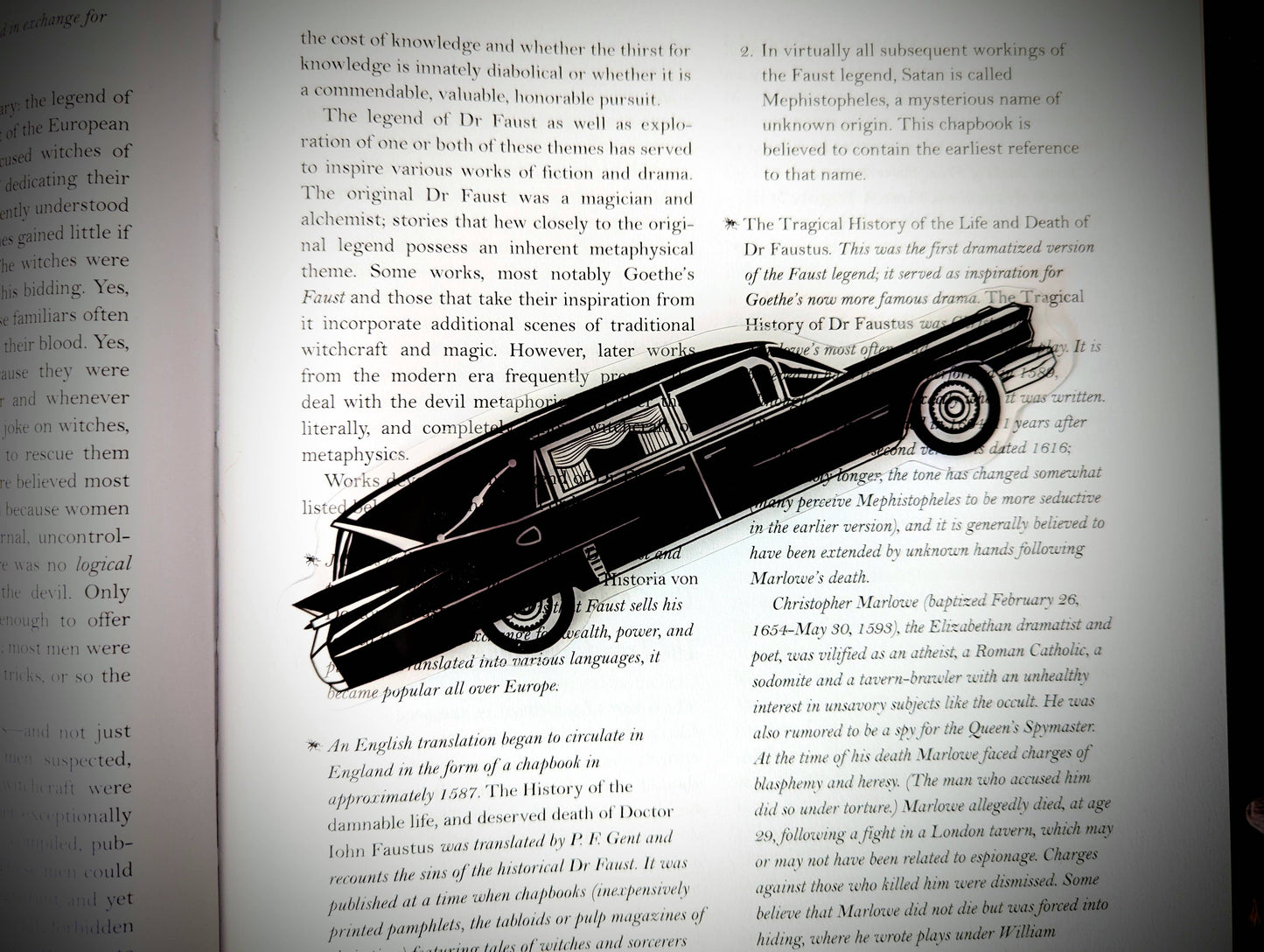 Dark Veinlet - Clear Bookmark - Vintage Hearse Mortuary Goth Gothic Horror