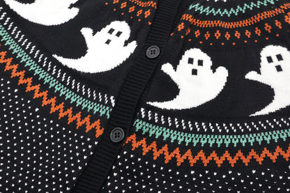 CLEARANCE Ghosts Cardigan Sweater (Orange or Black)