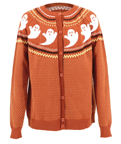 CLEARANCE Ghosts Cardigan Sweater (Orange or Black)