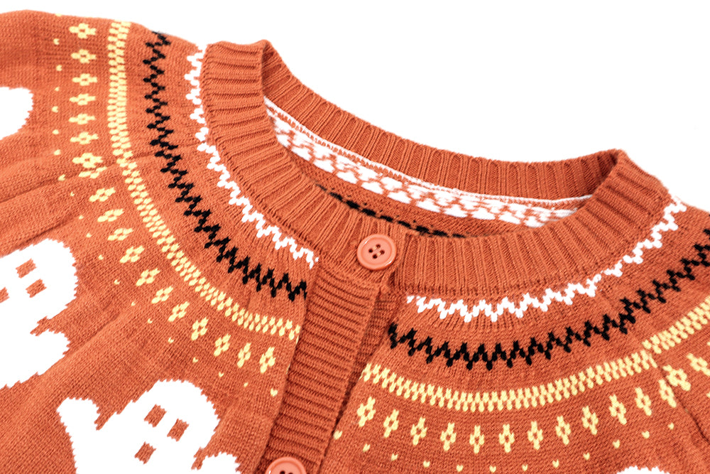 CLEARANCE Ghosts Cardigan Sweater (Orange or Black)
