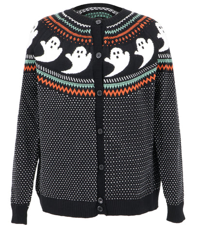 CLEARANCE Ghosts Cardigan Sweater (Orange or Black)
