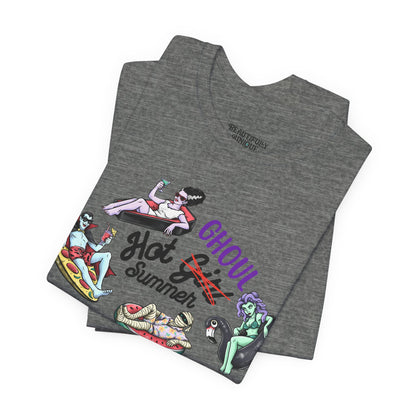 Hot Girl Summer Graphic Tee — Retro Pinup Summerween Watermelon & Pool Float Design Shirt