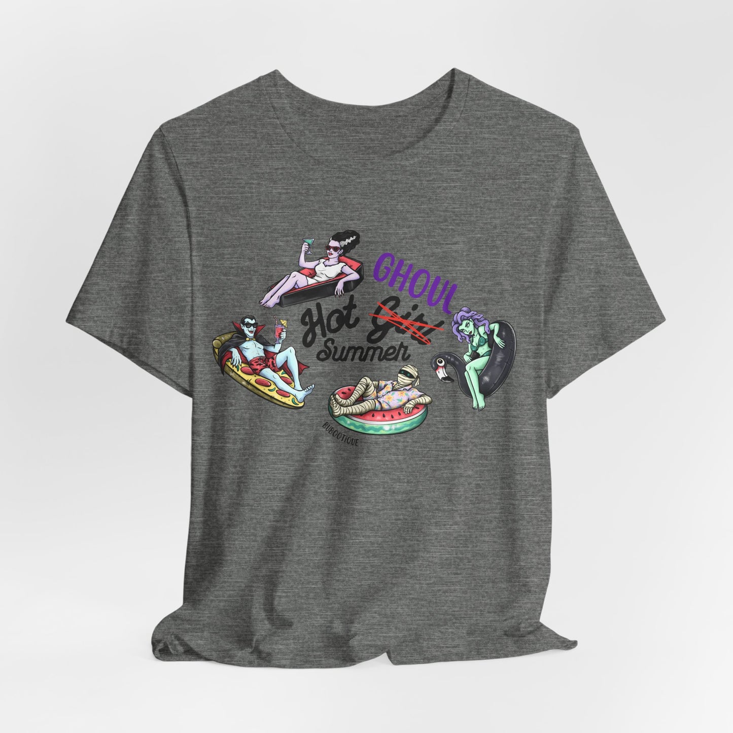 Hot Girl Summer Graphic Tee — Retro Pinup Summerween Watermelon & Pool Float Design Shirt