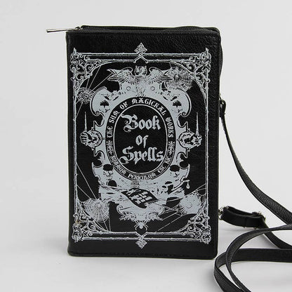 Glow in the Dark Book of Spells Clutch Bag, Witchy Spellbook Purse, Gothic Book Clutch with Wristlet