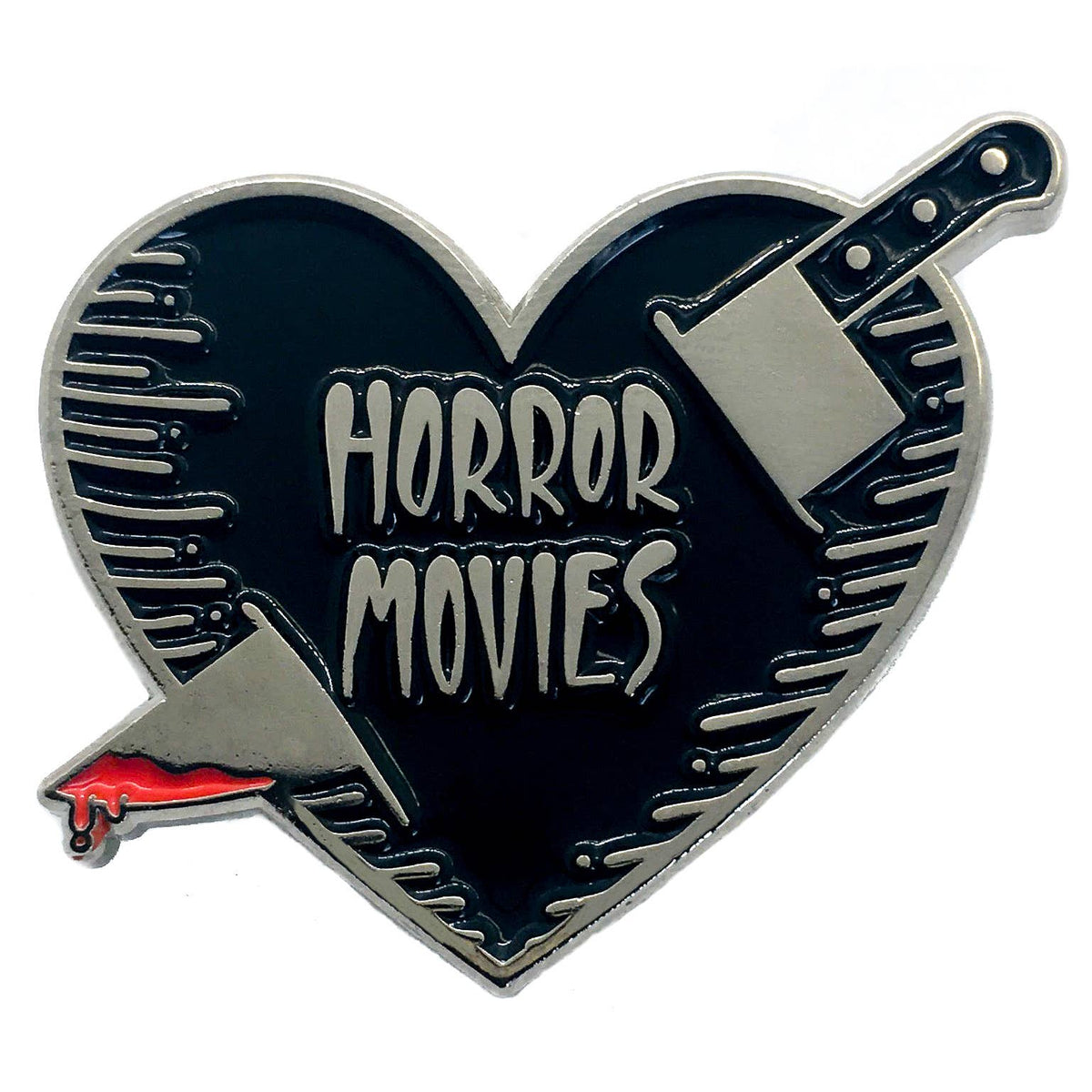 Ectogasm - "Horror Movies" Knife and Heart Silver Enamel Pin