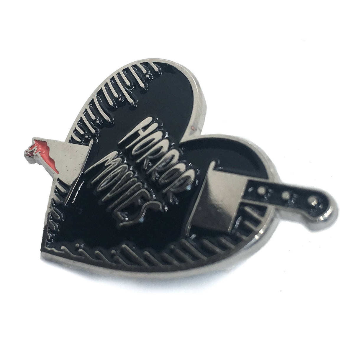 Ectogasm - "Horror Movies" Knife and Heart Silver Enamel Pin