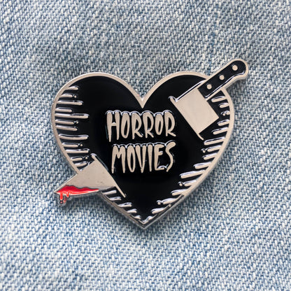 Ectogasm - "Horror Movies" Knife and Heart Silver Enamel Pin