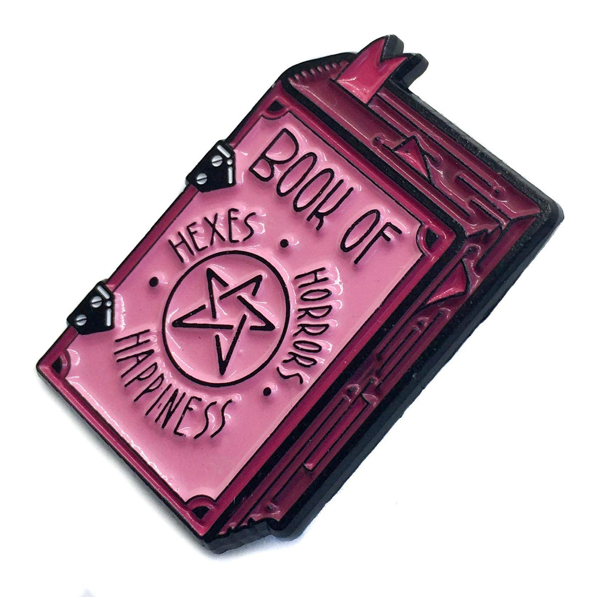 "Book of Hexes, Horrors, and Happiness" Grimoire Enamel Pin (Ectogasm)