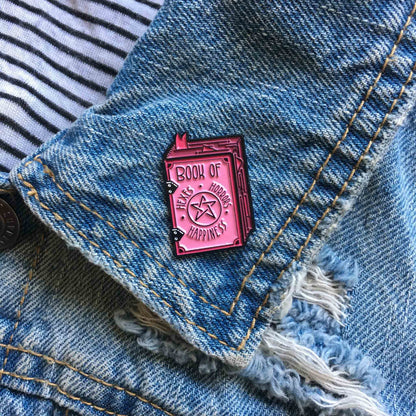 "Book of Hexes, Horrors, and Happiness" Grimoire Enamel Pin (Ectogasm)