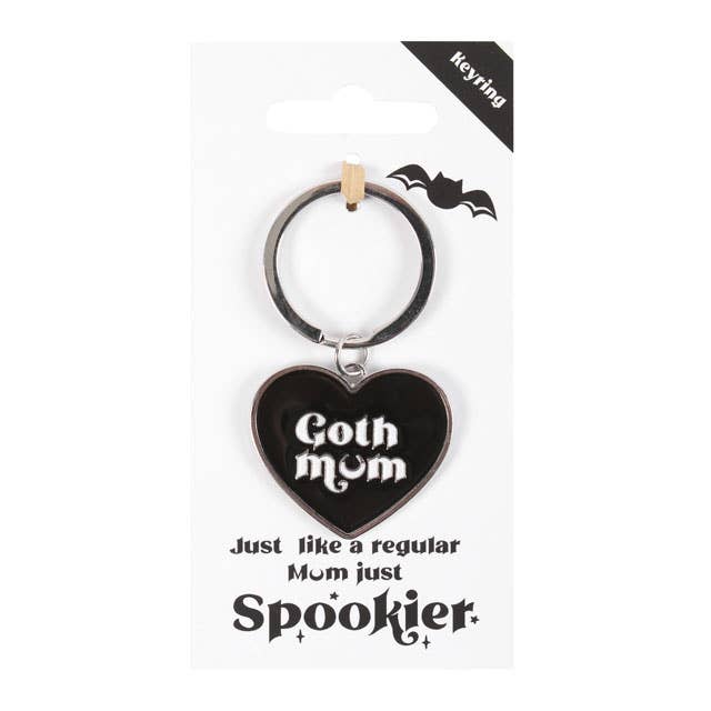 Goth Mum Mom Black Heart Keyring