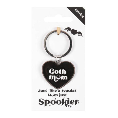 Goth Mum Mom Black Heart Keyring
