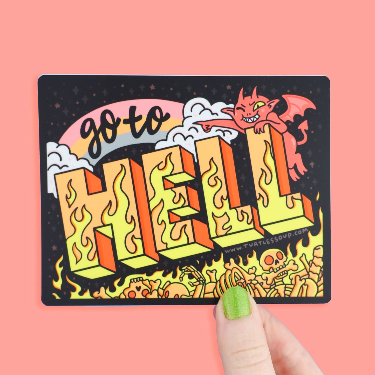 "Go To Hell" Car Decal Halloween Vinyl Bumper Sticker (Turtle's Soup)
