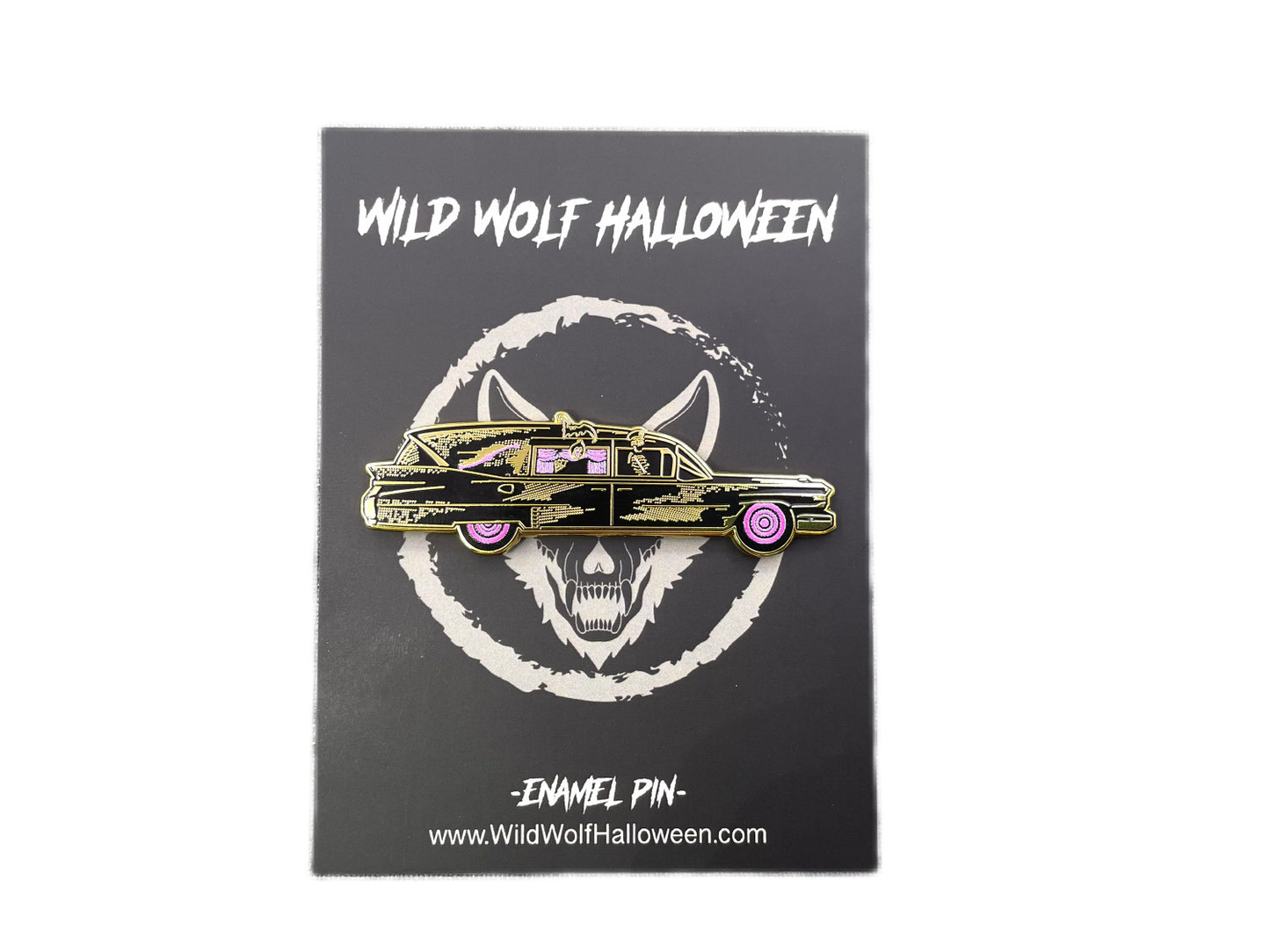 Wild Wolf Halloween - Hearse Car Enamel Pin