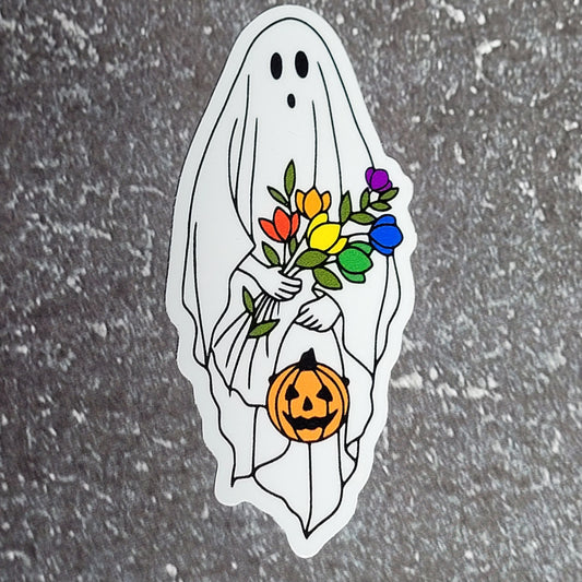 Spooky Ghost Pride Flag Sticker