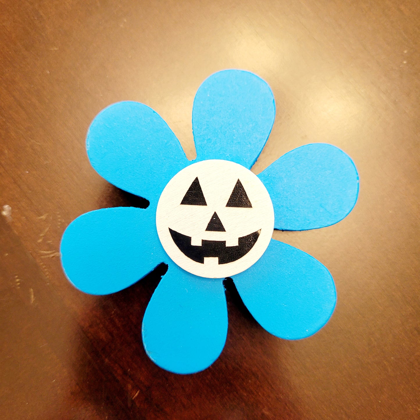 Spooky Chunky Wood Daisy Jack-o-Lantern - Springoween Decor
