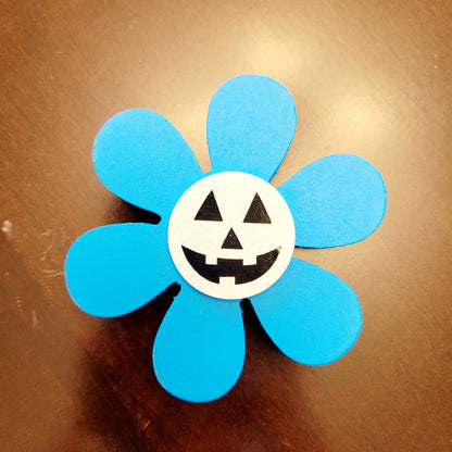 Spooky Chunky Wood Daisy Jack-o-Lantern - Springoween Decor