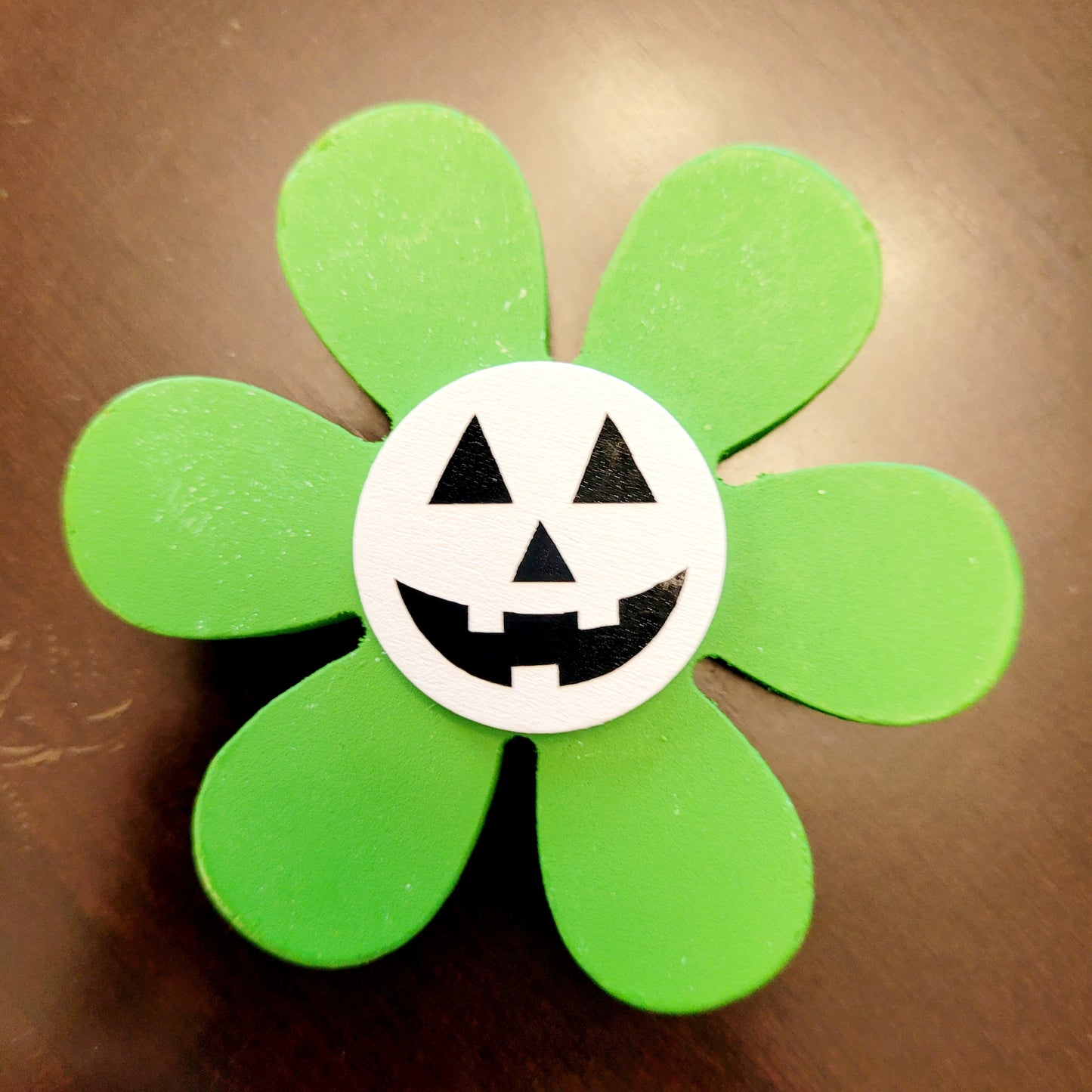Spooky Chunky Wood Daisy Jack-o-Lantern - Springoween Decor
