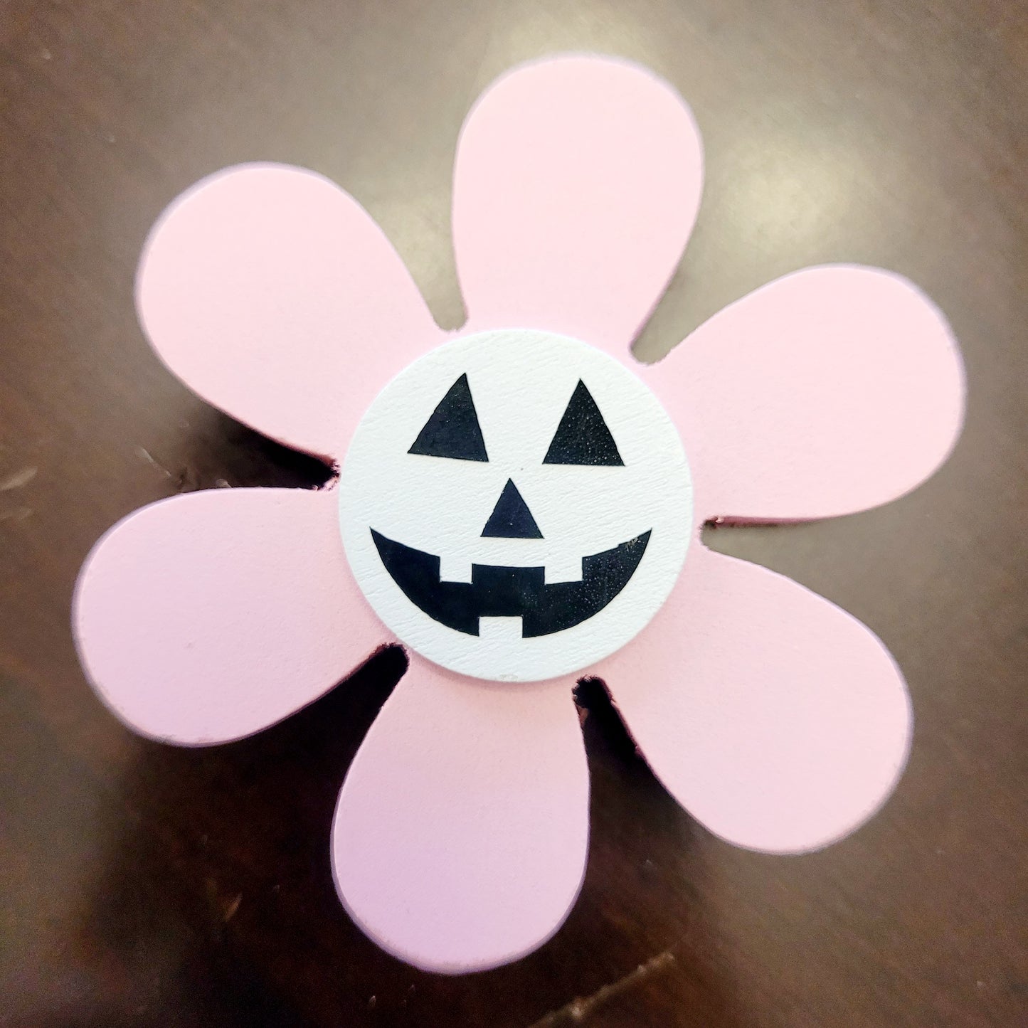 Spooky Chunky Wood Daisy Jack-o-Lantern - Springoween Decor