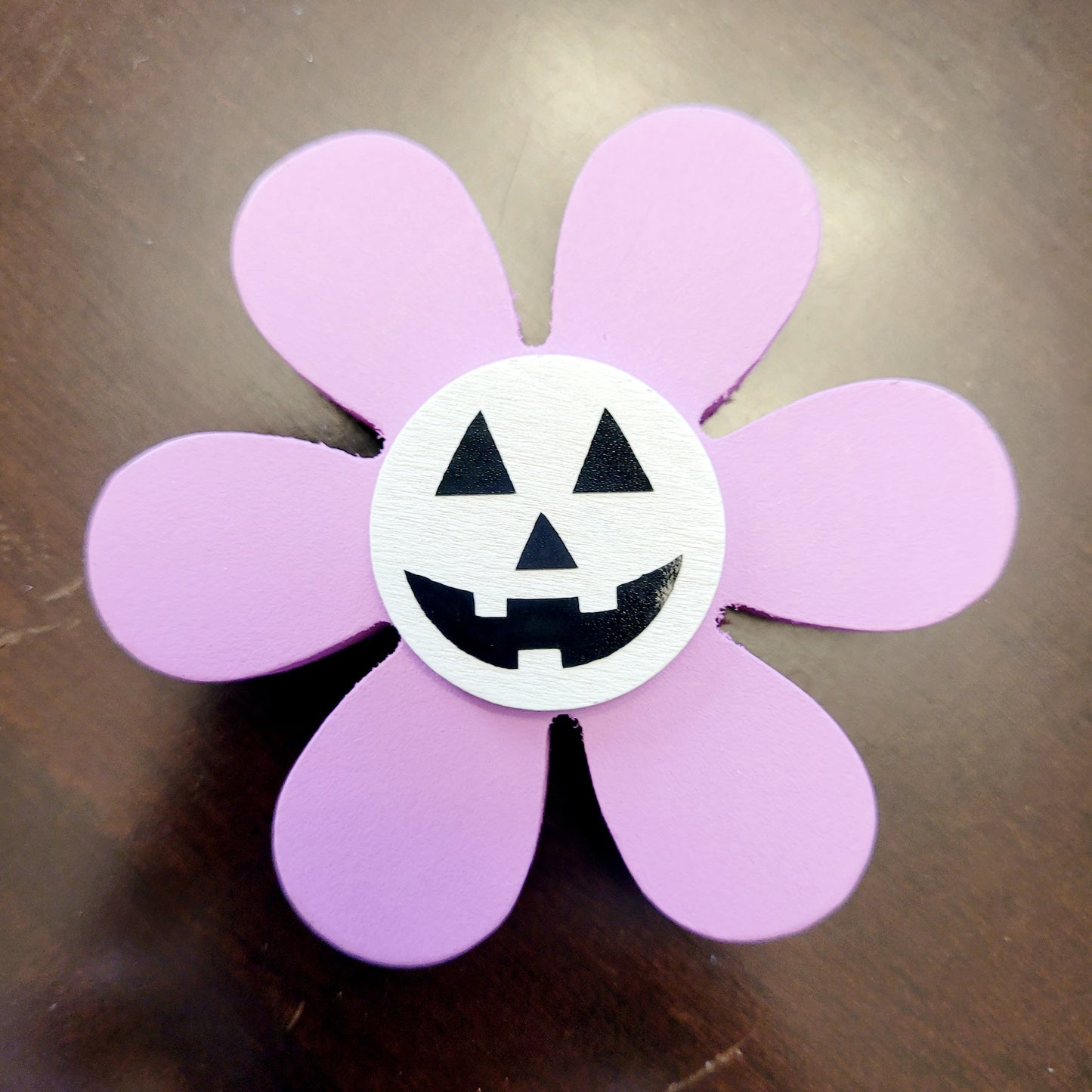 Spooky Chunky Wood Daisy Jack-o-Lantern - Springoween Decor