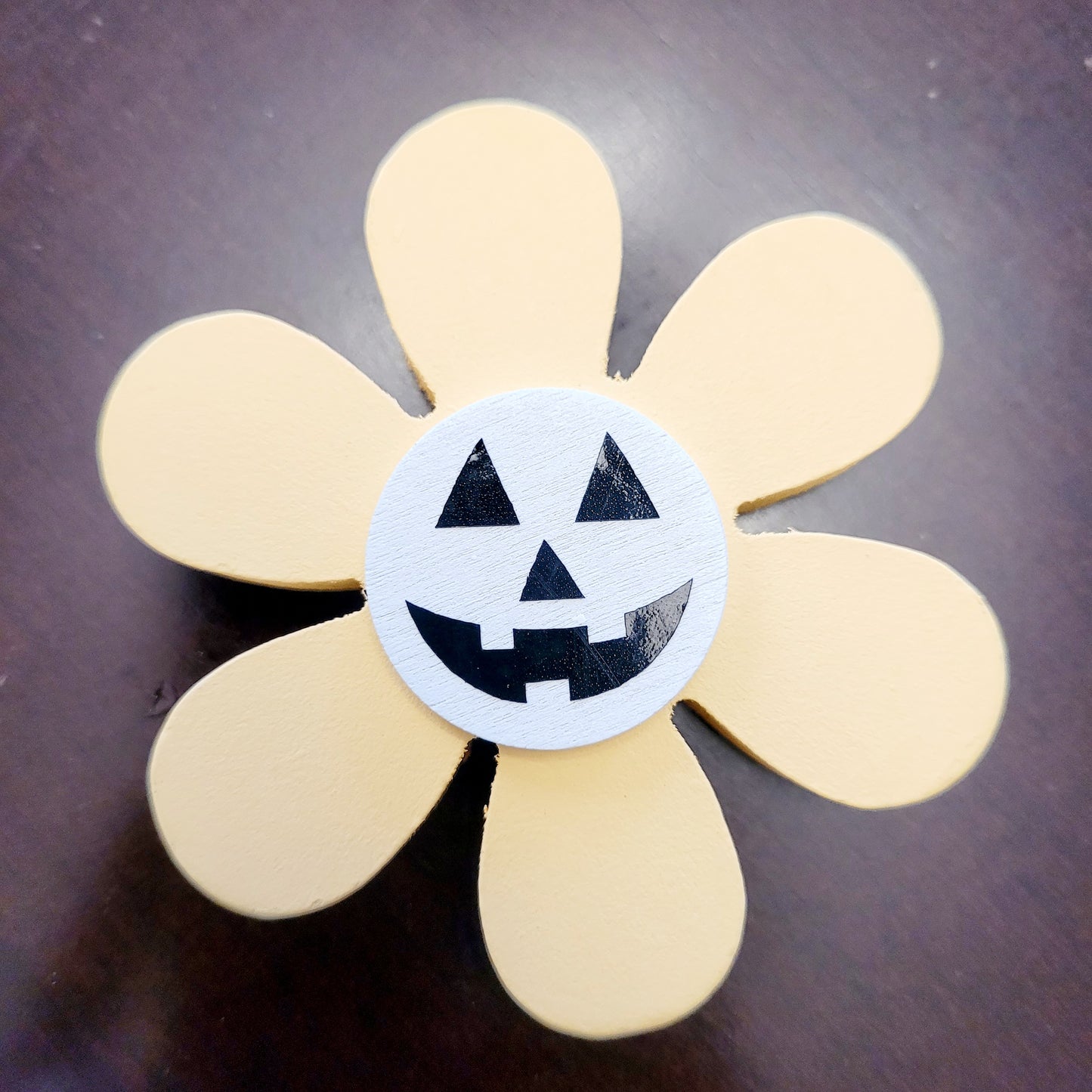 Spooky Chunky Wood Daisy Jack-o-Lantern - Springoween Decor