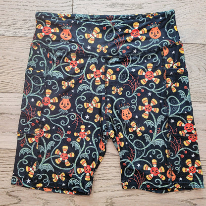 Spooky Sweet Garden (Johanna Parker Exclusive) Pocket Biker Shorts - High-quality Handcrafted Vibrant Bike Shorts