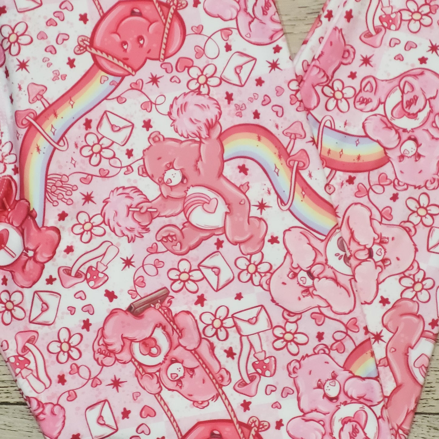 Care Hearts (Semi-Exclusive) - 1980s Cartoon Hearts Valentine's Day Love High-quality Handcrafted Vibrant Leggings