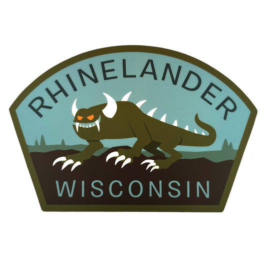 Rhinelander, Wisconsin Travel Sticker (Monsterologist)