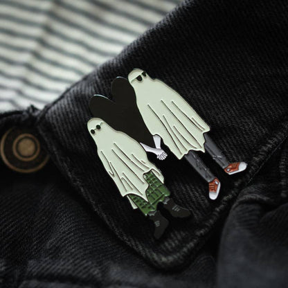 Emo Ghost Couple Enamel Pin Romantic Gift Halloween (Ectogasm)
