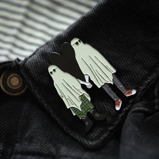 Emo Ghost Couple Enamel Pin Romantic Gift Halloween (Ectogasm)