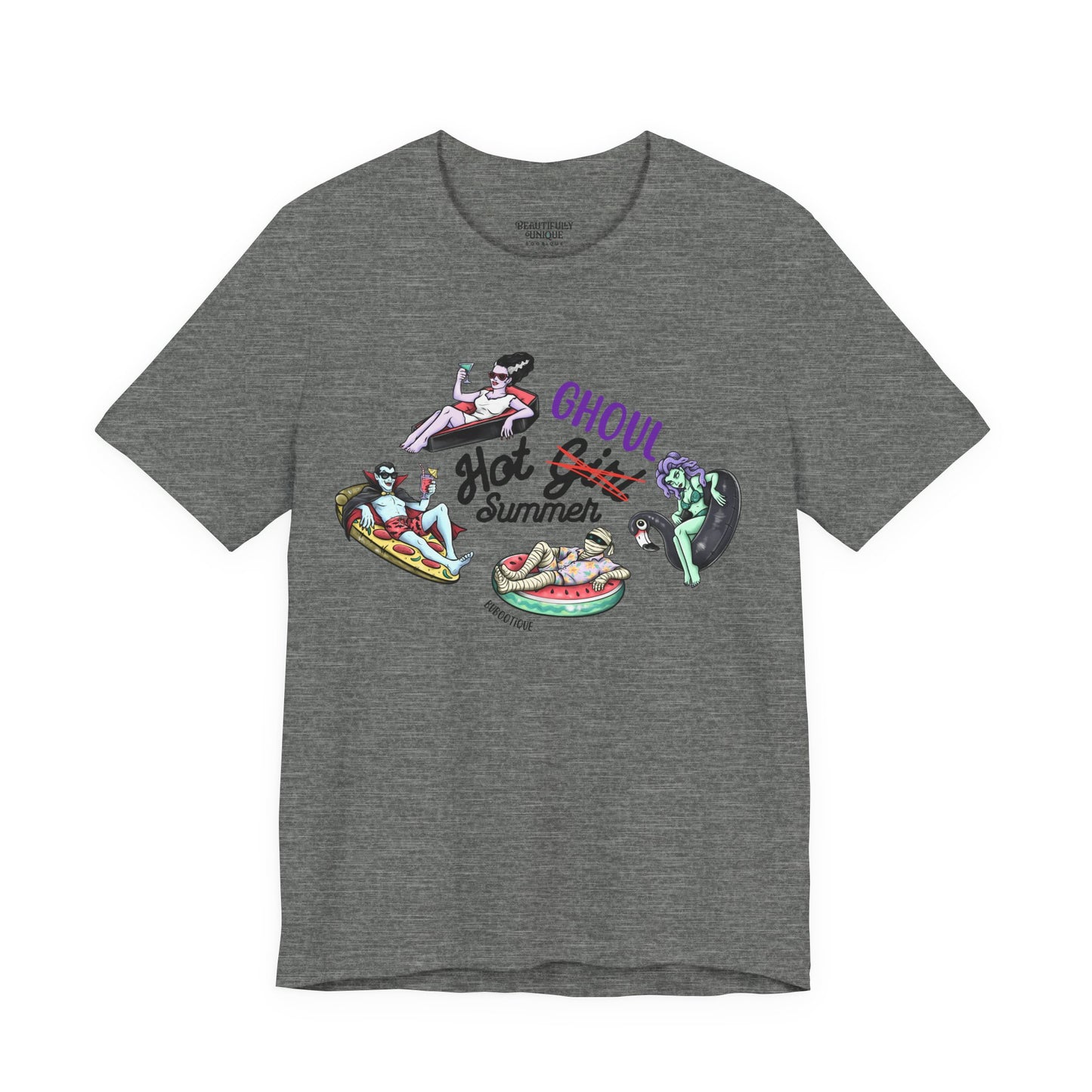 Hot Girl Summer Graphic Tee — Retro Pinup Summerween Watermelon & Pool Float Design Shirt