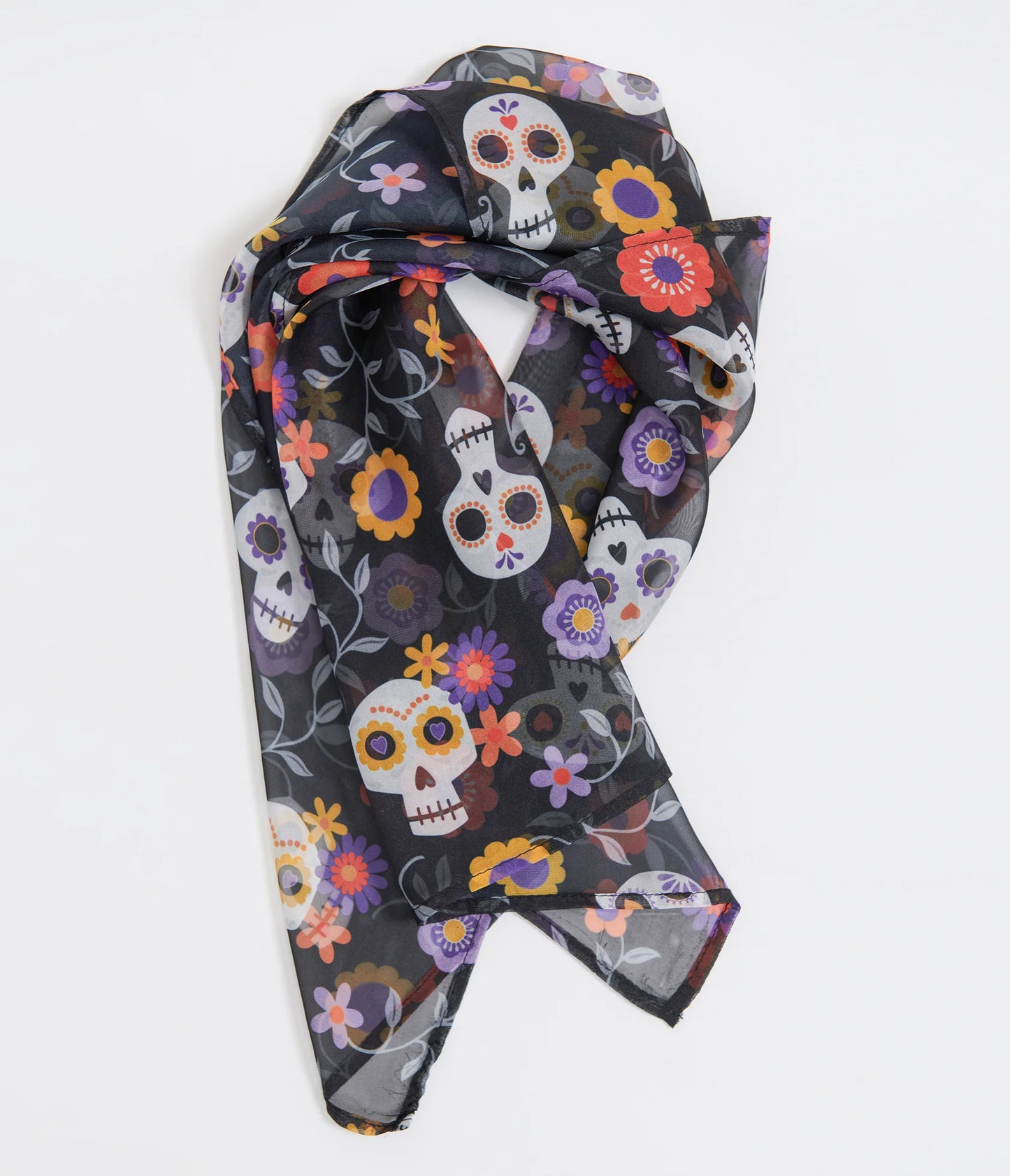 Halloween Printed Hair Scarves - Universal Monsters, Floral Pumpkins, Day of The Dead (Unique Vintage)