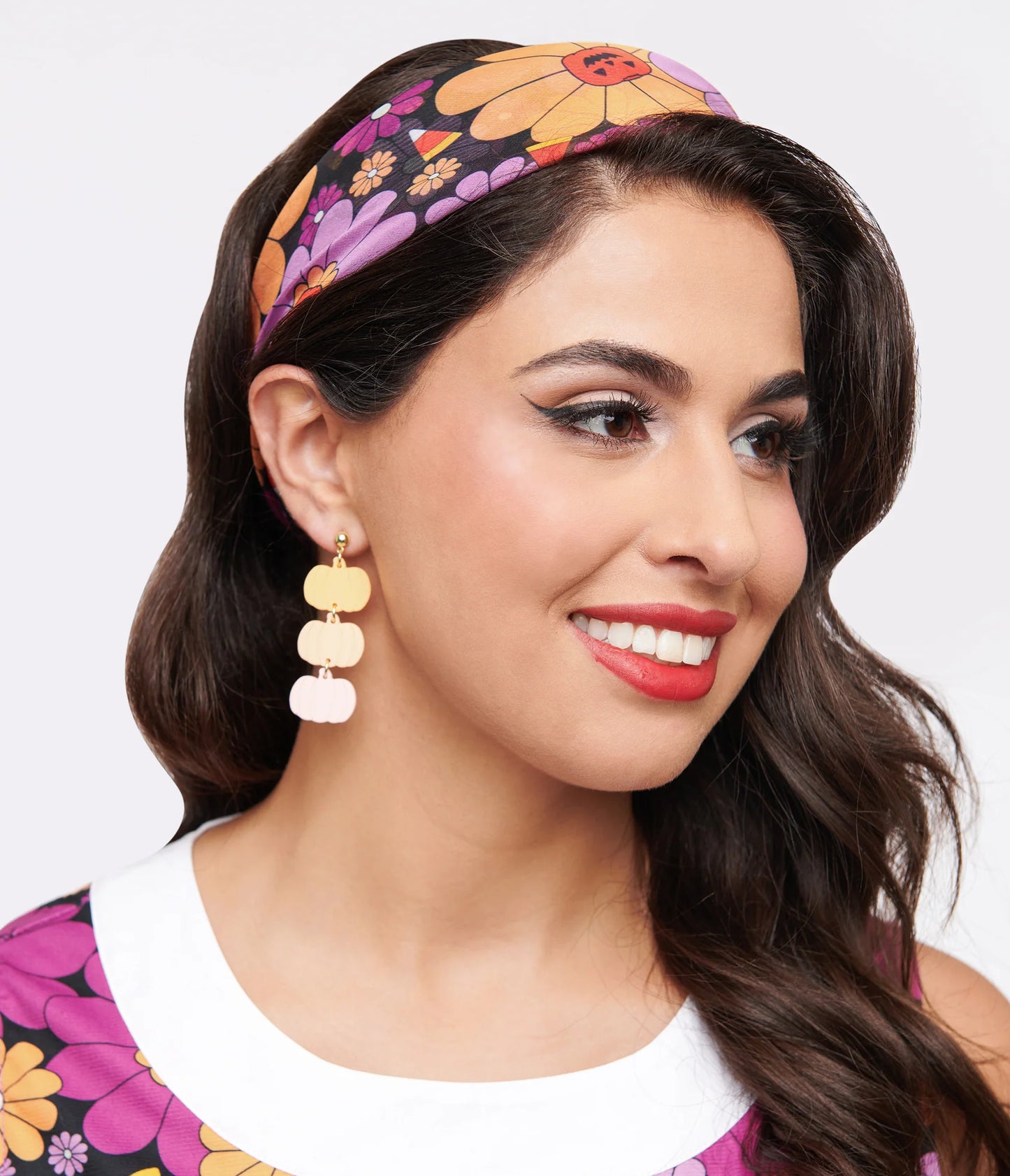 Halloween Printed Hair Scarves - Universal Monsters, Floral Pumpkins, Day of The Dead (Unique Vintage)