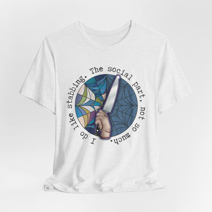 Wednesday Stabbing Thing Knife - Ophelia Hall Window Nevermore Addams Family Shirt -- Gothic Unisex Tee -