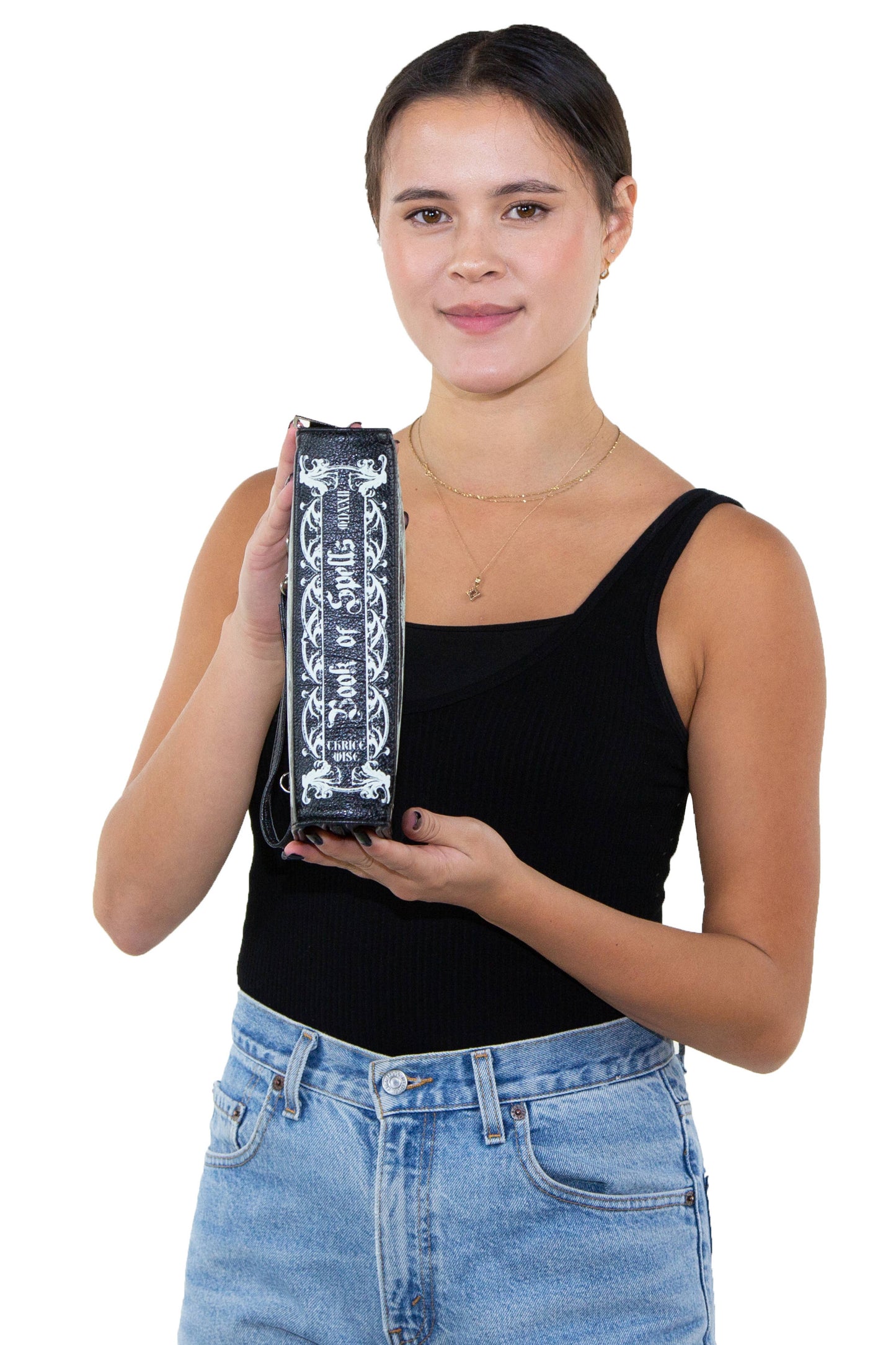 Glow in the Dark Book of Spells Clutch Bag, Witchy Spellbook Purse, Gothic Book Clutch with Wristlet
