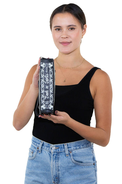 Glow in the Dark Book of Spells Clutch Bag, Witchy Spellbook Purse, Gothic Book Clutch with Wristlet