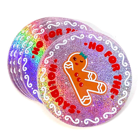 "Ho For The Holidays" Christmas Holographic Glitter Sticker (Krystan Saint Cat)