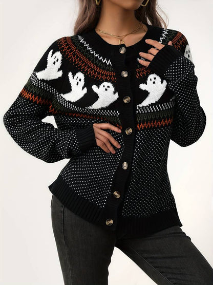 CLEARANCE Ghosts Cardigan Sweater (Orange or Black)