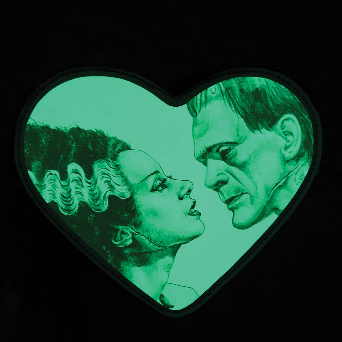 Glow in the Dark Frankenstein Bride Heart Backpack, Gothic Horror Mini Backpack Purse, Convertible Witchy Bag