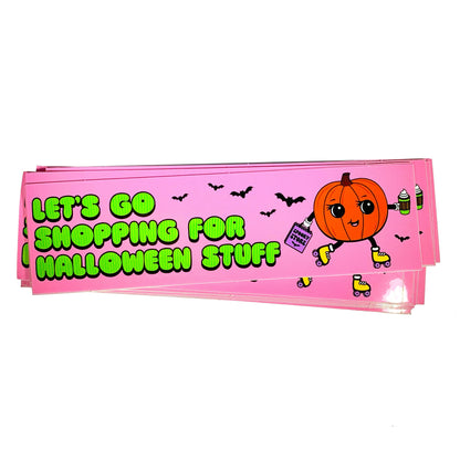 "Let's Go Shopping For Halloween Stuff" Vinyl Sticker (Krystan Saint Cat)