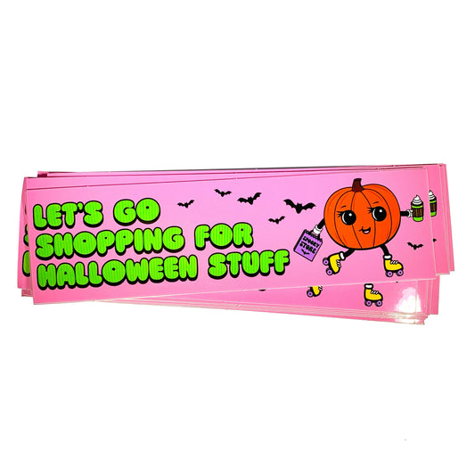 "Let's Go Shopping For Halloween Stuff" Vinyl Sticker (Krystan Saint Cat)