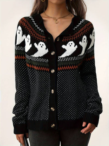 CLEARANCE Ghosts Cardigan Sweater (Orange or Black)
