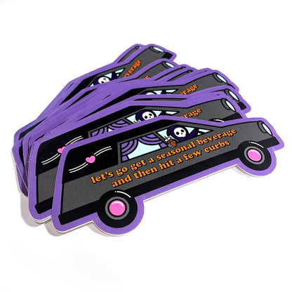 "Bad Driver" Grim Reaper Fall Hit The Curb Vinyl Sticker (Krystan Saint Cat)
