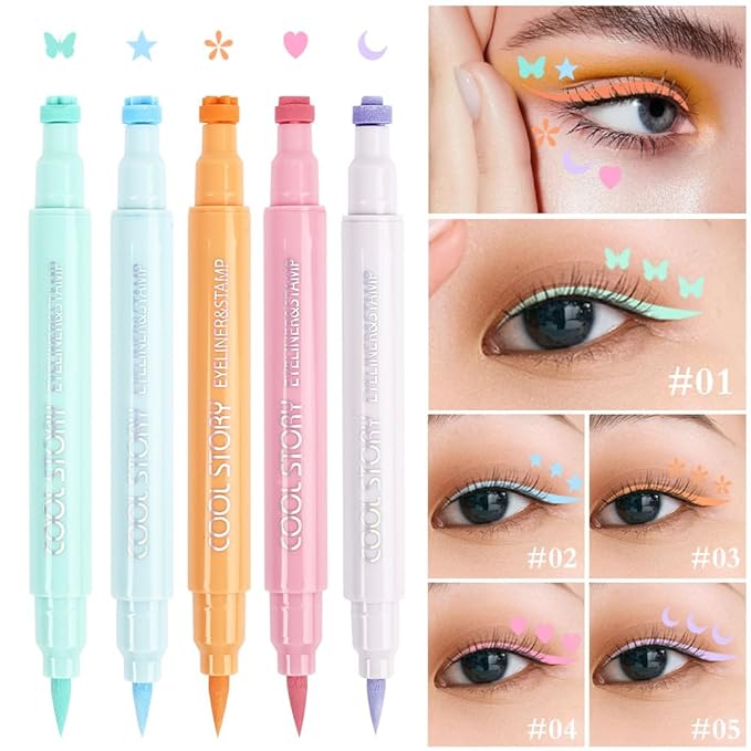 Dual-Ended Colored Eyeliner Stamp Pen – Waterproof, Smudge-Proof Long-Lasting Liquid Eyeliner