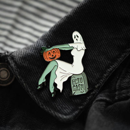 Ectogasm - Vintage Pinup Ghost Enamel Pin Halloween Accessory
