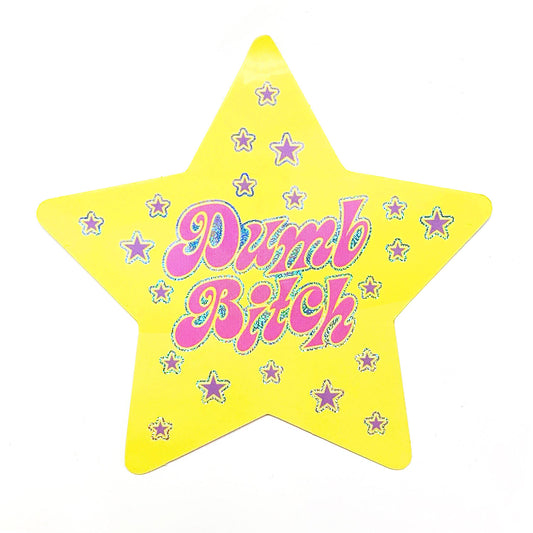 "Dumb Bitch" Star Shaped Glitter Sticker (Krystan Saint Cat)