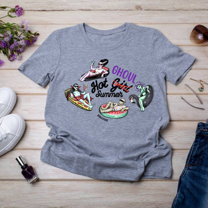 Hot Girl Summer Graphic Tee — Retro Pinup Summerween Watermelon & Pool Float Design Shirt